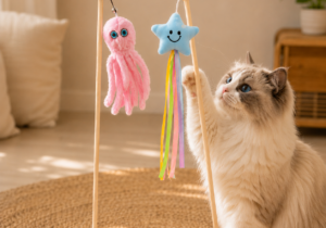 Set de 2 varitas de 40cm. Varita con Peluche y cintas + Varita con Pulpito