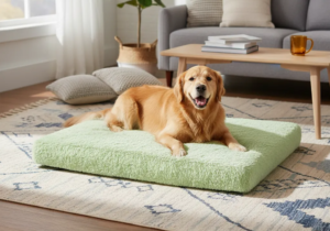 Cama XXL con colchón ortopédico. Con cierre y tela soft plush. 110x80x8cm. (Verde claro)